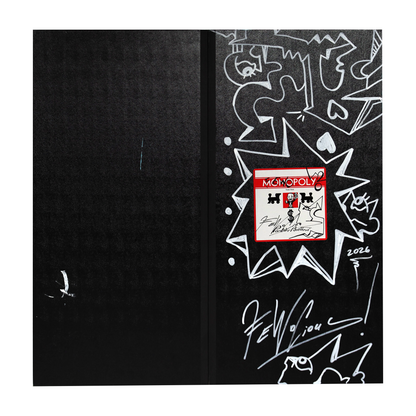 FEWO's Black and White Linework on Back of Board