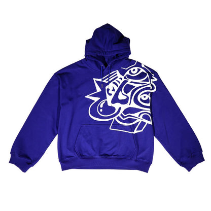 FEWOCiOUS Darlin Arlin's Hoodie featuring artistic screen-printed design on Navy French Terry cotton