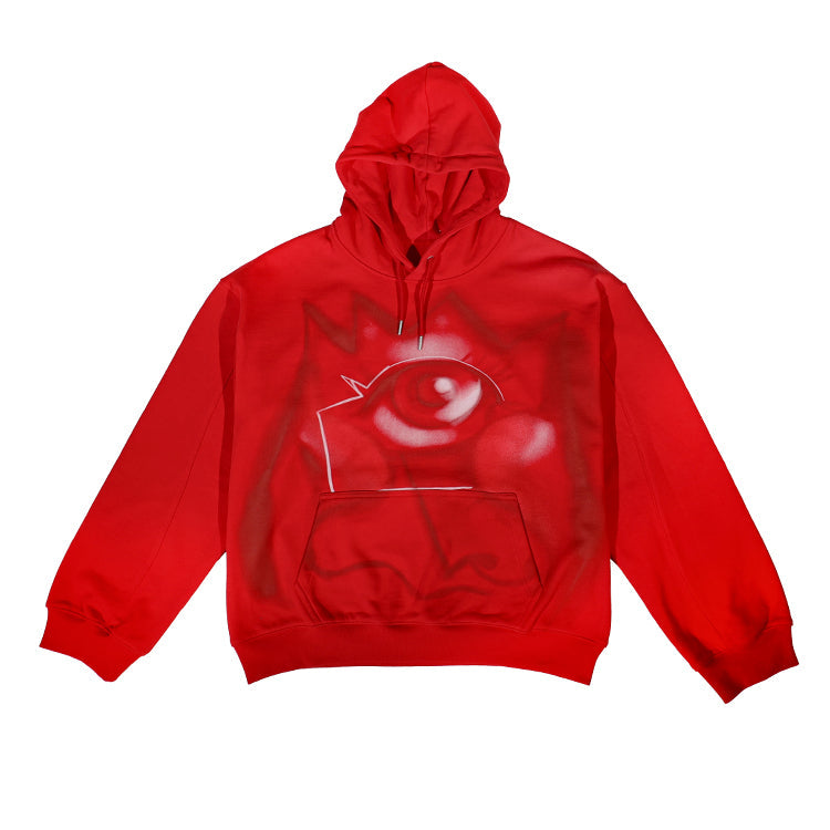 FEWOCiOUS Airbrushed Red Hoodie - Digital Fashion Physical Collection with NFC authentication