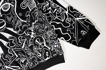 B&W Linework Hoodie - Chipped