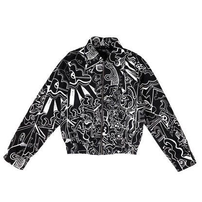 FEWOCiOUS B&W Linework Collar Jacket - Digital Fashion Physical Collection with NFC authentication