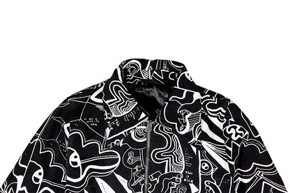 B&W Linework Collar Jacket