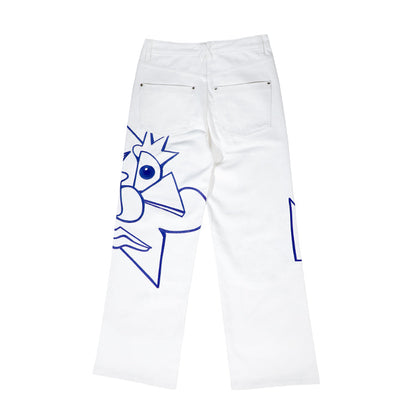 Faces Embroidered Jeans - Chipped