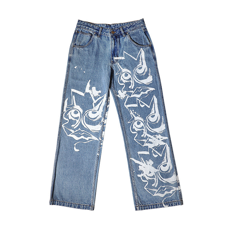 FEWOCiOUS Staring Painted Jeans - Digital Fashion Physical Collection with NFC authentication