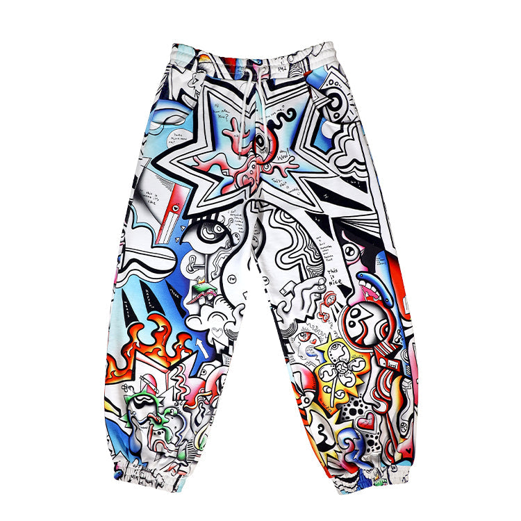 FEWOCiOUS Multicolor Linework Sweatpants - Digital Fashion Physical Collection with NFC authentication