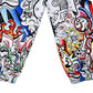 FEWOCiOUS Multicolor Linework Sweatpants featuring vibrant DTG printed design on white French Terry cotton
